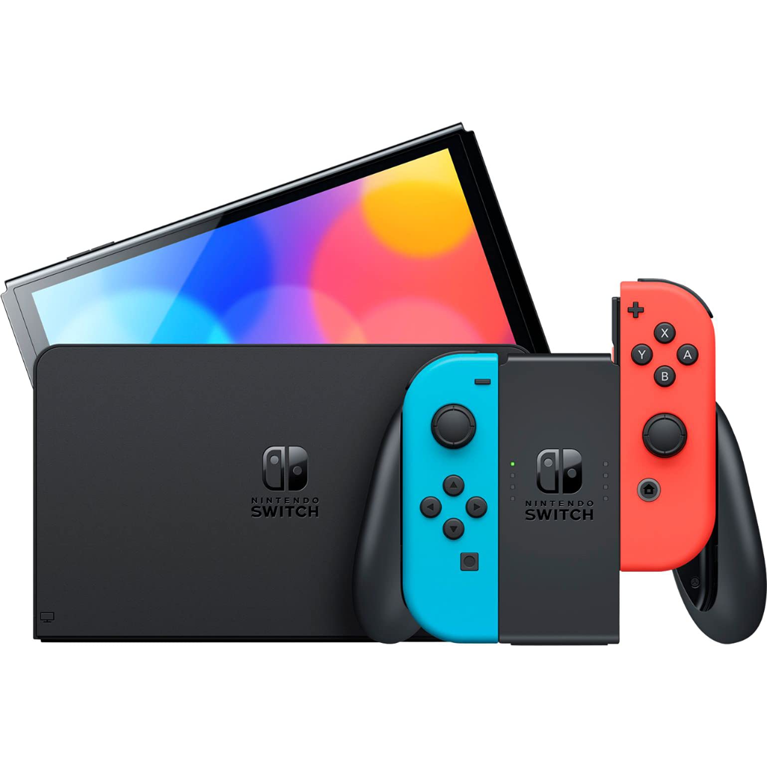 Nintendo Switch OLED modelo com Joy-Con, base preta - tela